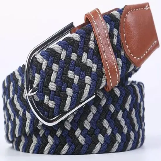 New Men's Women's Belt Unisex Braided Elastic Stretch Fabric Enduring Woven Mult