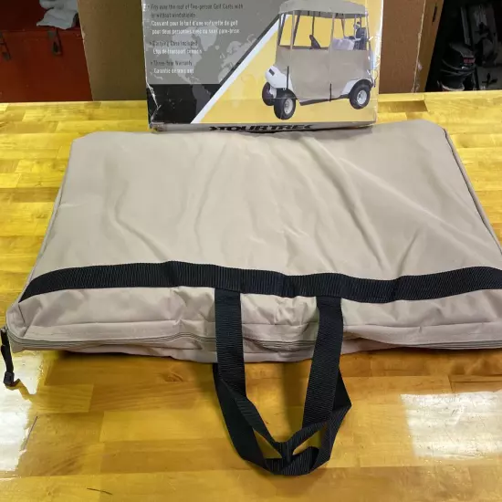 TourTrek 4 Sided Deluxe Golf Cart Cover Waterproof Tan With Bag Heavy Duty NEW