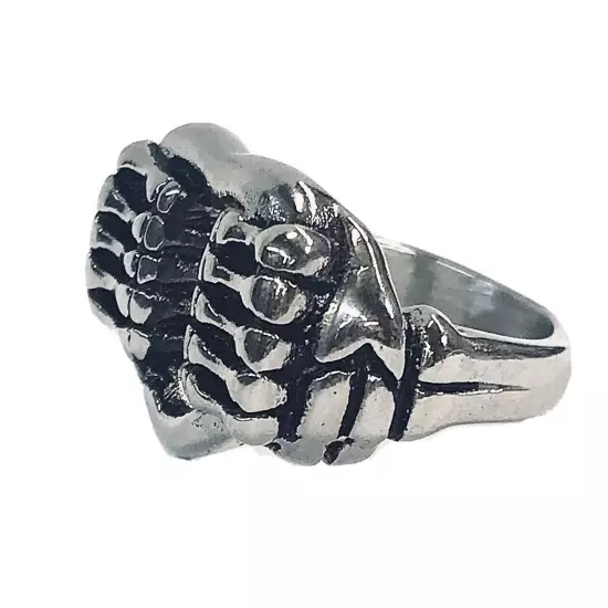 Stainless Steel Men’s Biker Style Ring Prisoner Of Love Hands Size 10- 15 Grams