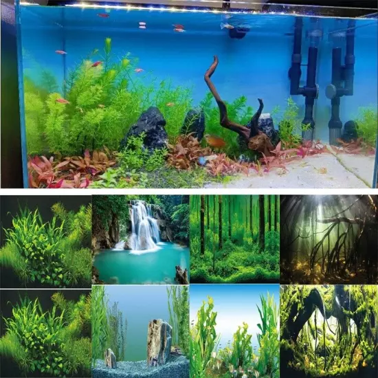 1pc HD Fish Tank Background Sticker 3D Landscape Poster Aquarium Art Decoration