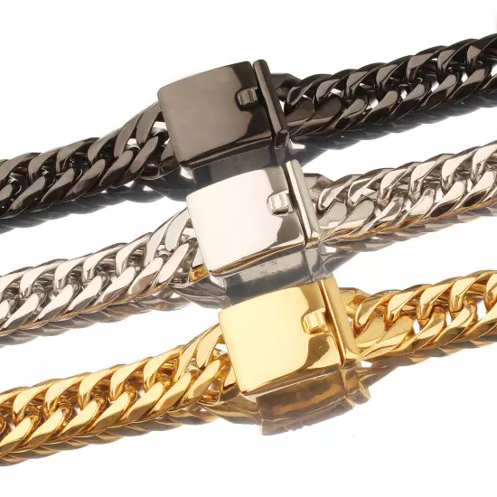 Heavy 16mm Miami Cuban Link Chain Stainless Steel Curb Cuban Necklace Bracelet