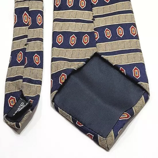 Geoffrey Beene Classics NY Striped All Business Handsome Dark Blue SILK Necktie