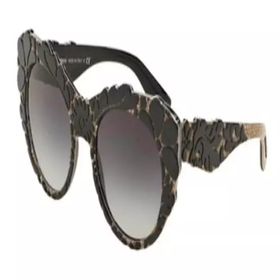 Dolce&Gabbana Floral Relief Sunglasses Black + Tissue Brown Hand Applied Flowers