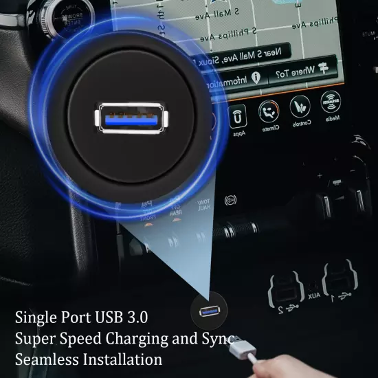 Single Port USB 3.0 Car Flush Mount Cable, USB Dash Mount Adapter Male to Femal