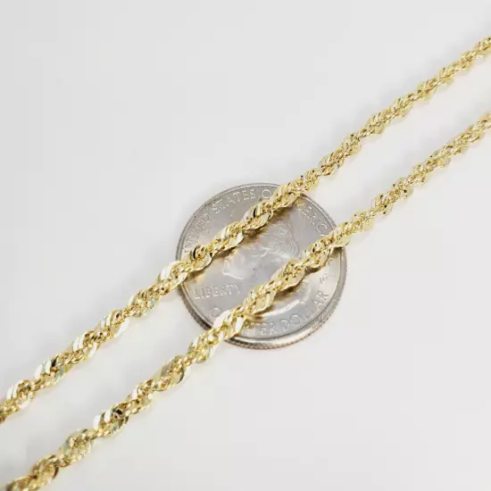 Real 10K Solid Yellow Gold 2mm-5mm Diamond Cut Rope Chain Necklace 16" - 30"