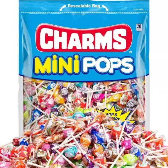 Charms Mini Pops Assorted 18 Flavors - Peanut Free - Gluten Free, 400-count