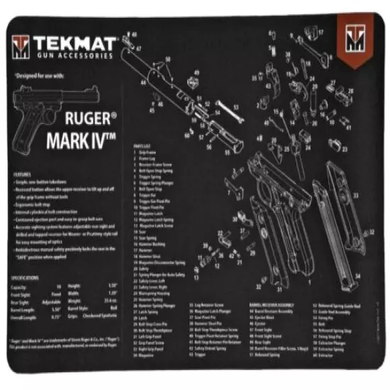 TekMat Ruger Mark IV Pistol Mat 11"x17", Black w/ Microfiber Towel R17-RUGERMK4