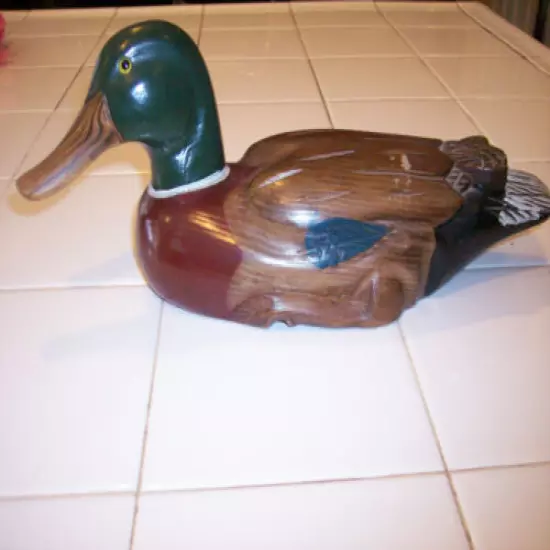  HAND MADE SOLID WOOD COLLECTIBLE DECOY 15in MALLARD DUCK 