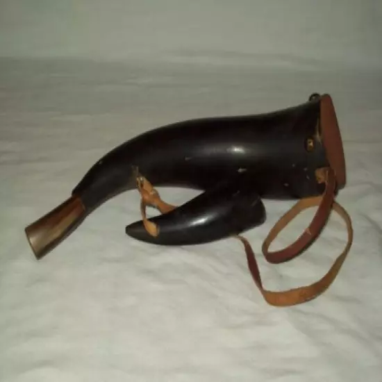 Antique Powder Horn and Mini Horn Set ~ Powder Horn Has Threaded End Cap