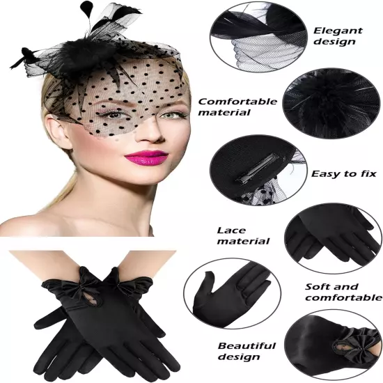 50S Fascinator Hat for Women Funeral Veil Hat Pillbox Cocktail Tea Party Headpie