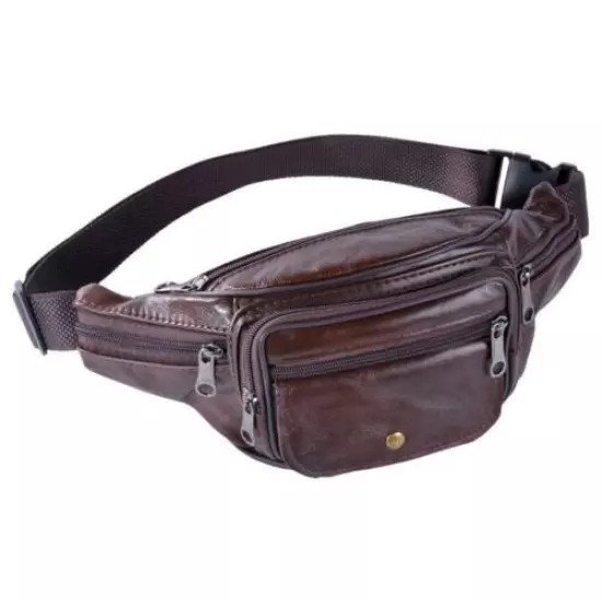 Men Geniune Leather Waist Money Bags Fanny Packs Sports Belt Cell Phone Purse 