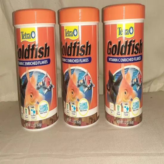 Lot of 3 Tetra Goldfish Vitamin C Enriched Flakes Fish Food, 2.2 oz