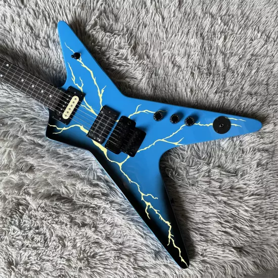 Blue Lightning Bolt Dimebag CFH Electric Guitar Dean from Hell ML Dime Darrell