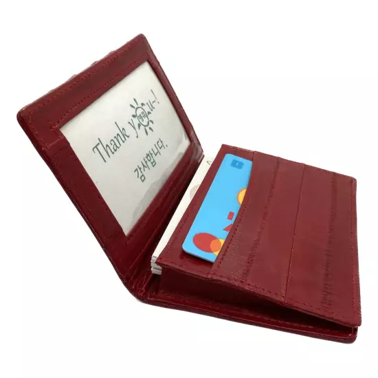 Genuine Eel Skin Leather Business Card ID Wallet Credit Card Case