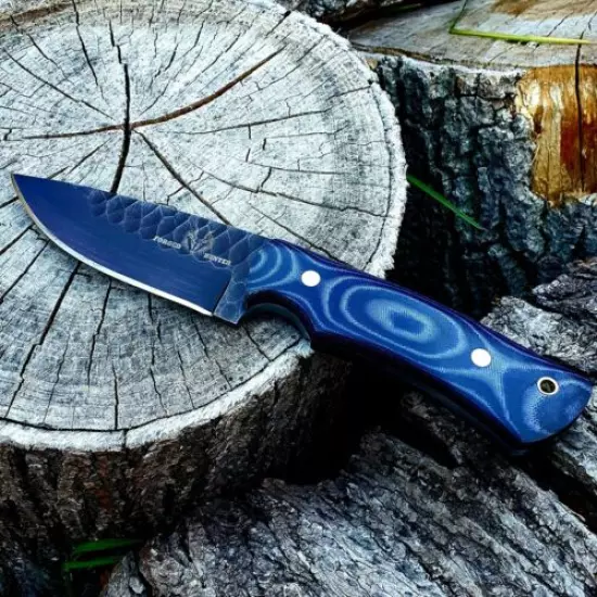 HUNITNG/CAMPING/SKINNING HANDMADE BY FORGED HUNTER WITH WOOD HANDLE 