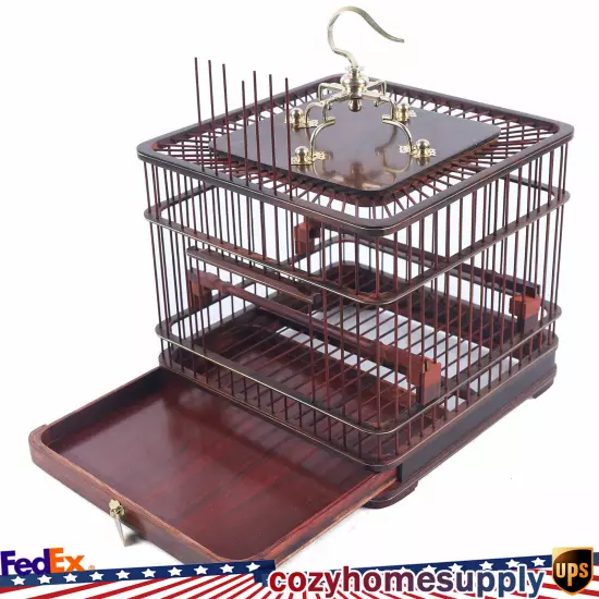 Vintage Retro Bird Cage Wooden Aviary House Birdcage Parrot Macaw with Stand New