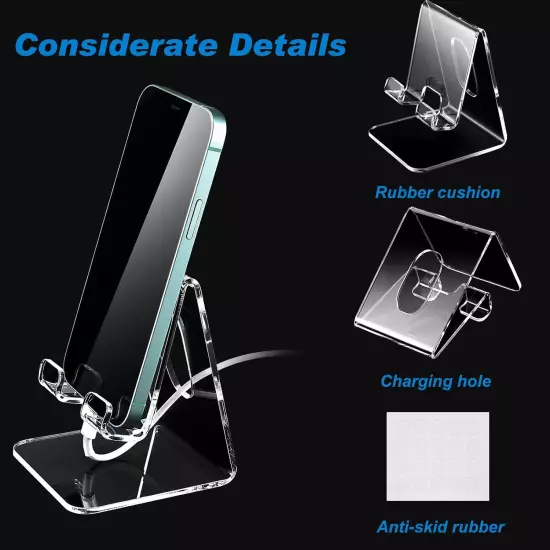 10 Pcs Acrylic Cell Phone Stand, Portable Clear Phone Holder Transparent Acrylic