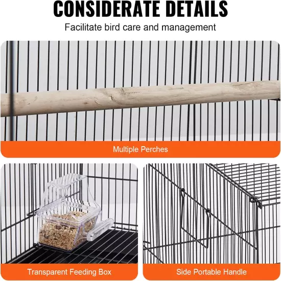 30" Flight Bird Cage Stackable Parakeet Slide-Out Tray Handle Small Parrots