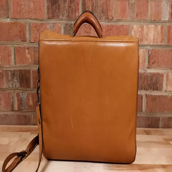 Vintage Tan Soft Leather Briefcase Messenger Bag Made In USA