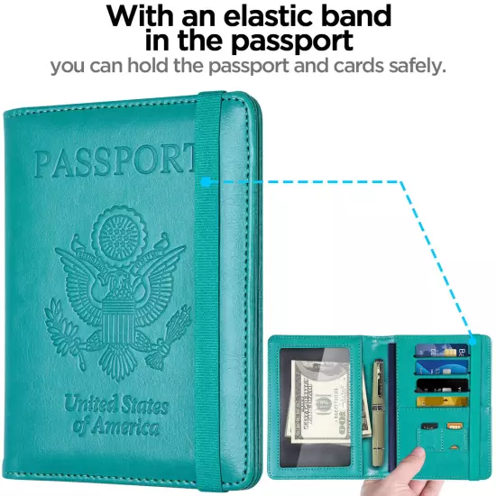 US Passport Holder Leather RFID Blocking Cover Leather Travel Wallet Case Card 