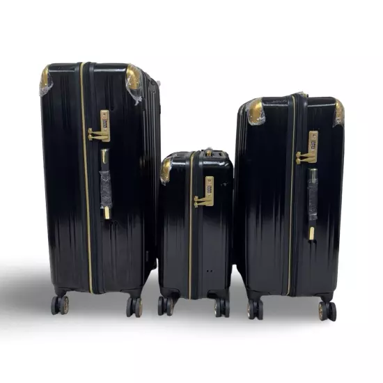 AMERICAN GREEN TRAVEL Melrose Hardside Spinner Luggage, Set of 3 - Black