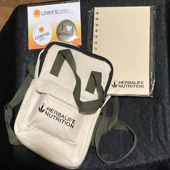 Herbalife Nutrition Hemp Messenger Crossbody Bag Includes 2 Bonus Accessories