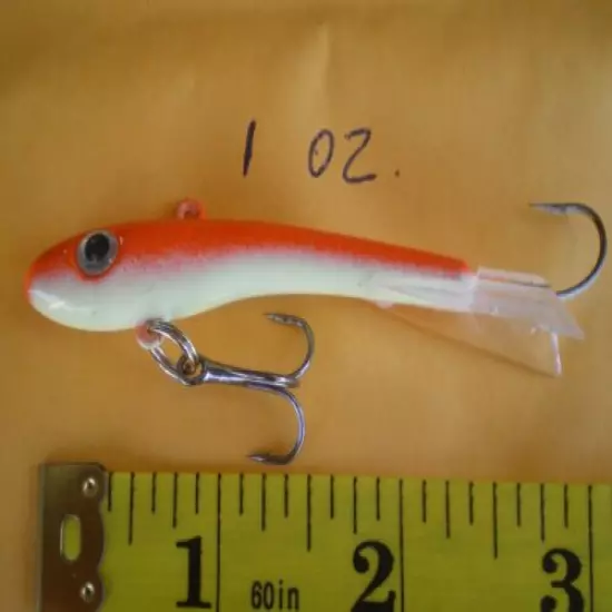 15 PCS. MINNOW JIGGING/CASTING FISHING LURE BAIT/ICE FISHING 1 OZ. ORANGE/WHITE