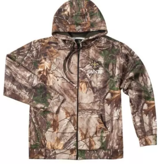 NEW XL NFL RealTree Xtra New Orleans Saints Mens Zip Jacket Camo Coat Hoodie