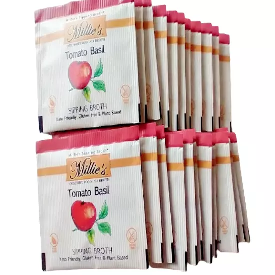 MILLIE'S Tomato Basil Sipping Broth, 24 Bags, BB 6/25