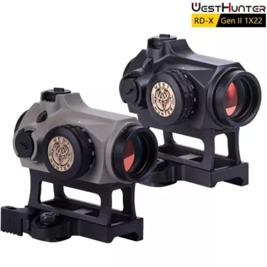 WestHunter RD-X Gen II 1X22 Red Dot Sights Tactical Reflex Picatinny Riser Mount