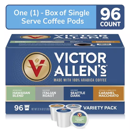 Victor Allen's Coffee Variety Pack Kona Blend Italian Roast Seattle Dark Cara...