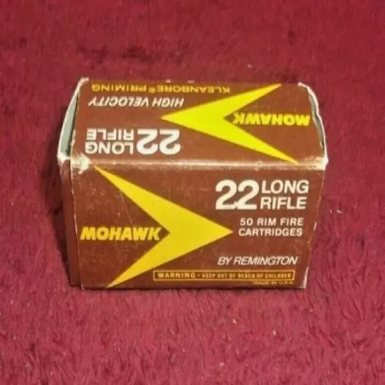  Vintage Mohawk By Remington, 22 Long Rifle Cal.. Ammo Box, (EMPTY) 