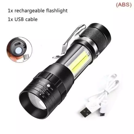 High Power White Laser LED Flashlight Built-in Battery USB Rechargeable Strong