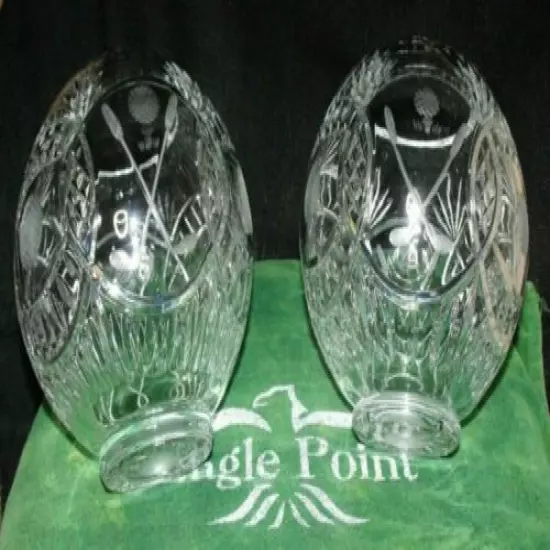 Golf Pro-Shop Display Crystal Rose Bowls 8" Cut and etched, Great Golf Gift A++