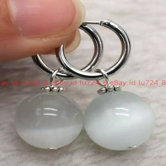 8/10/12mm Natural Multicolor Gemstone Round Beads Silver Leverback Earrings