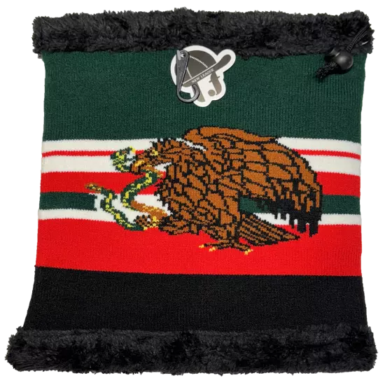 MEXICOEAGLE FLAG Winter Neck Scarf 3 in 1 Knit Hat Neck Scarf Cap Mask Plush LOT