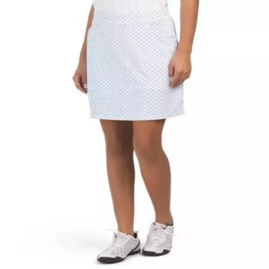 Peter Millar Skort with Side Slits in Ditsy Print in White size S NWT 