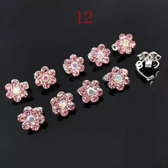 10PC Mini Claw Clamp Sweet Girls Hair Clip Metal Rhinestone Crystal Flower WOMEN