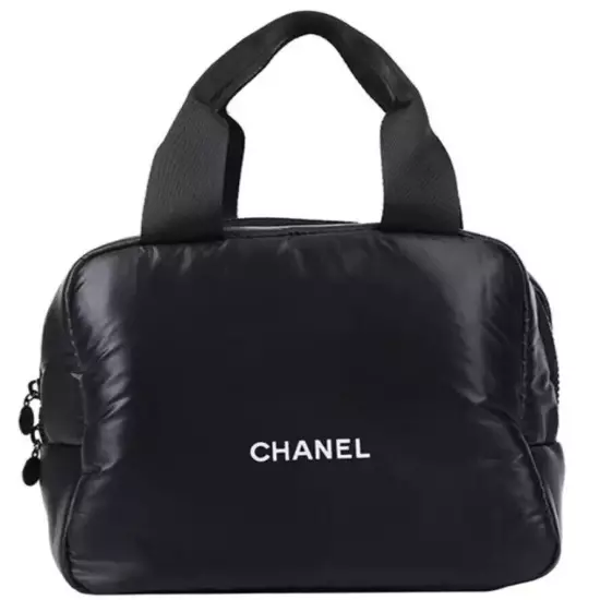 CHANEL Mini Boston Black Cosmetic Pouch Makeup Storage Bag Novelty Japan New