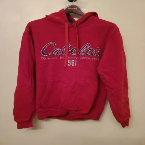 Cabela's Logo Hooded Red Sweatshirt ~ Hardly Worn ~ Size Small