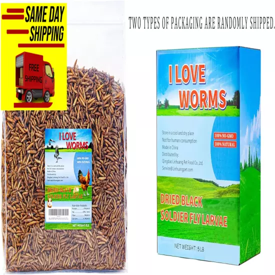 Dried Black Soldier Fly Larvae (5Lb), 100% Natural Non-Gmo, Treat for Chickens, 