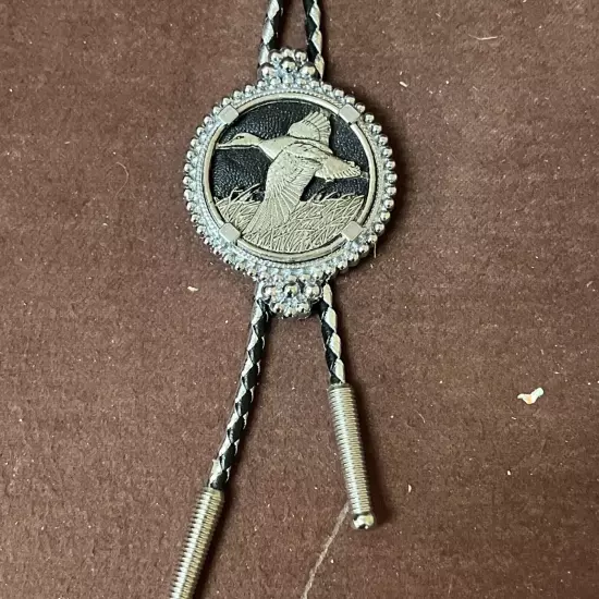 Vintage Duck Bolo Tie Silvertone Western Wear