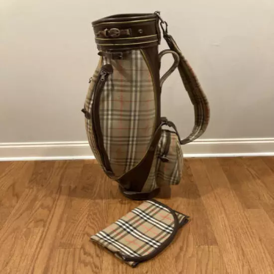 True VTG Genuine Burberry Nova Check Archive Golf Bag w/ Rain Cover (See Photos)