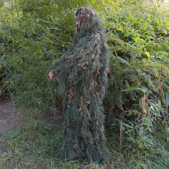 3D Ghillie Suit Grass Bionic Camouflage Suit Bird Watching Hunting Clothes Set