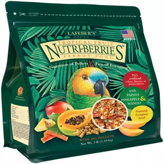 Tropical Fruit Nutri-Berries Pet Bird Food, Made with Non-Gmo and Human-Grade In