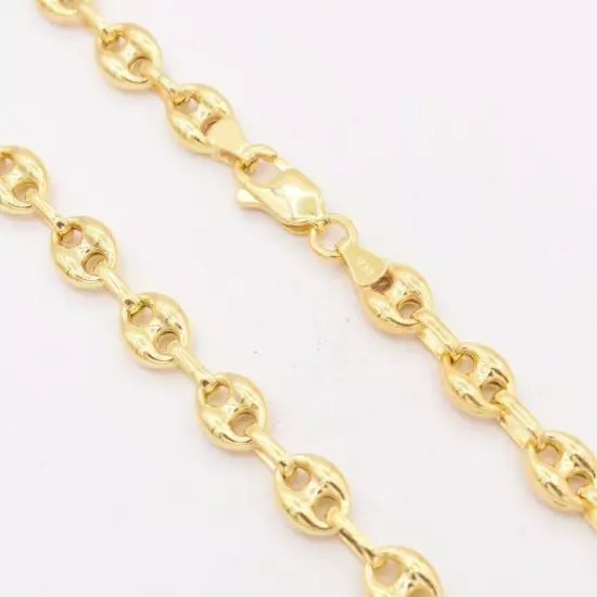 7mm Puffed Anchor Mariner Chain Necklace 14K Yellow Gold-Plated Silver 925