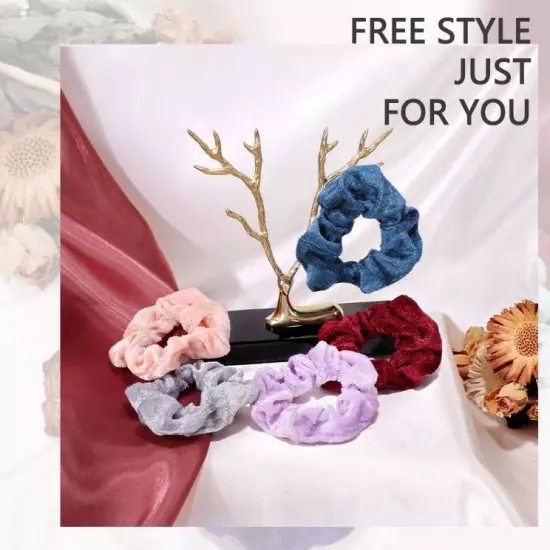 75 Hair Scrunchies Velvet Ponytail Holder Elastic Ties Rope Band for Women Girls