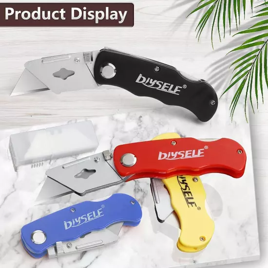 4 Pk Blade Razor Knife Box Cutter Folding Utility Knife Quick Extra10 Blades