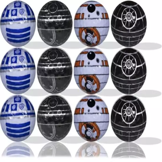 Death Star R2-D2 BB8 BB9E Golf Balls 12 pk - Star Wars - 1 Dozen Space Golf Ball