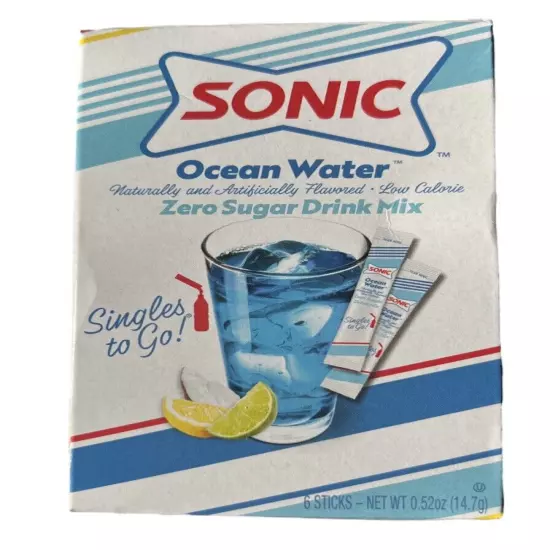 Sonic Drink Ocean Water Singles To Go Mix 1 Box Unopened Plus 5 Packets 